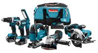 Makita DLX6082T 18 V Comboset voor boren schroeven zagen en slijpen met 3x 5.0Ah accu's