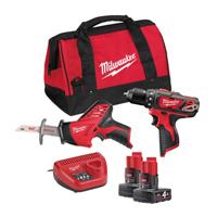 milwaukee M12 BPP2C-402B PowerPack 12V Li-Ion accu boor-/schroefmachine (M12 BDD)&reciprozaag (C12 HZ) combiset (2x 4.0Ah accu) in tas