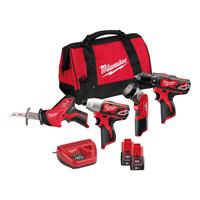 milwaukee M12 BPP4A-202B 12V Li-Ion accu 4 delige combiset (2x 2.0Ah accu) in tas