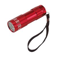 2x stuks kleine power 9x-LED metalen zaklamp rood Rood