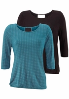 Lascana Shirt met 3/4-mouwen met modieuze cut-out in de nek (Set van 2)