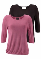 Lascana Shirt met 3/4-mouwen met modieuze cut-out in de nek (Set van 2)