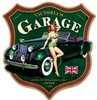 fiftiesstore Victoria's Garage Zwaar Metalen Bord 66 x 70 cm