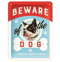 Beware Of The Dog Embossed Metal Sign - 15 x 20 cm