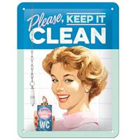 fiftiesstore Please, Keep It Clean Metalen Bord Met Reliëf - 15 x 20 cm