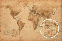 World Map Antique Style Poster 91,5x61cm