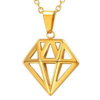 heren ketting Edelstaal Diamant Goudkleurig