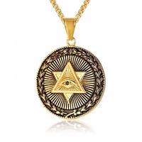 mendes Heren ketting  Edelstaal Eye Of Providence Amulet