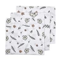 Mullwindeln - Floral, 70 x 70 cm, creme, 3er Pack