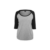 Urban Classics Ladies 3/4 Contrast Raglan Tee 3/4-Arm-Shirts grau/schwarz Damen 
