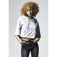 Ladies Cropped Hooded Poncho 3/4-Arm-Shirts grau Damen 