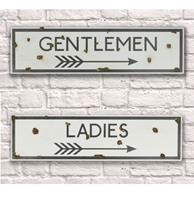 fiftiesstore Ladies Gentlemen Toilet Metalen Borden Rusty 15cm x 56cm Set van 2