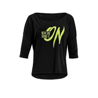 Winshape 3/4-Arm Shirt Ultra light MCS001 mit neon gelbem Glitzer-Aufdruck 3/4-Arm Shirt Ultra light MCS001 mit neon gelbem Glitzer-Aufdruck 3/4-Arm-Shirts schwarz/gelb Damen 