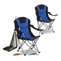 Relaxdays 2x Campingstuhl faltbar Klappstuhl Angelstuhl Lehne verstellbar Polster Halter blau