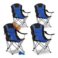 Relaxdays 4x Campingstuhl Lehne verstellbar faltbar Klappstuhl Angelstuhl Polster Halter blau