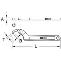 kstools KS Tools Scharnierende haaksleutel met neus, sleutelbreedte 80 - 120 mm, voor borgmoeren