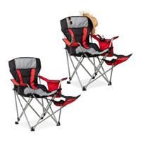 Relaxdays 2 x Campingstuhl mit Fußablage, Faltstuhl Getränkehalter, Angelstuhl klappbar schwarz/rot