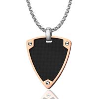 Dogtag Driehoek kettinghanger Edelstaal Carbon Rosegoud Zwart