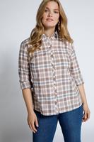 Ulla Popken Klassische Bluse Bluse, Karo, Hemdkragen, Langarm