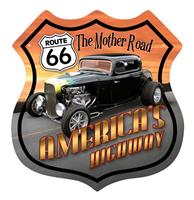 Fiftiesstore Route 66 America's Highway Hot Rod Zwaar Metalen Bord