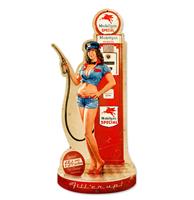 Gas Pump Girl Fill'er up Zwaar Metalen Bord 66 x 26,5 cm