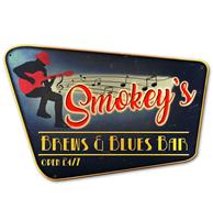 Smokey's Brews & Blues Bar Zwaar Metalen Bord - 75 x 50 cm