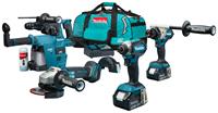 Makita LXT 18 V Combiset DLX4155TX1 voor boor-, schroef- en slijpwerk met 5,0Ah accu (2 st) en snellader in tas