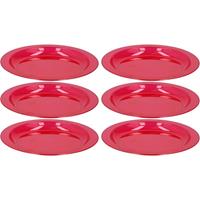 6x Rood Plastic Borden/bordjes 20 Cm - Kunststof Servies - Koken En Tafelen - Camping Servies - Ontbijtbordje Kinderen