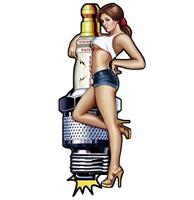 Fiftiesstore Pin-up Spark Plug Metalen Bord Met Relief XL 37 x 80 cm