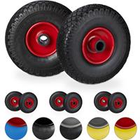 RELAXDAYS 8 x Sackkarrenrad im Set, pannensicher, 3.00-4 Vollgummireifen, Stahlfelge, 25mm Achse, 100kg, 260x85mm, schwarz-rot