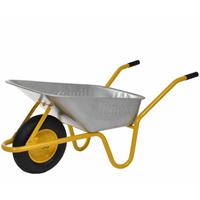 LIMEX Schubkarre Bauschubkarre Gartenkarre | 85 Liter | Gelb | Mulde verzinkt - 