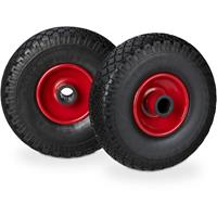 RELAXDAYS Sackkarrenrad Set, pannensicher, 3.00-4 Vollgummireifen, Stahlfelge, 25mm Achse, 100 kg, 260x85mm, schwarz-rot