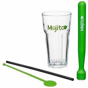 Secret de Gourmet Cocktails/Mojito glazen set - 4x stuks et accessoires - 400 ml - Cocktailglazen