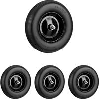 RELAXDAYS 4 x Schubkarrenrad Vollgummi mit Achse, 4.80 4.00-8 Gummirad, pannensicher, 100 kg Tragkraft Ersatzrad, schwarz