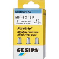 Gesipa 1464838 Blindklinkmoer (Ø x l) 9 mm x 18 mm M6 RVS 25 stuk(s)