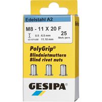 Gesipa 1464837 Blindklinkmoer (Ø x l) 11 mm x 20 mm M8 RVS 25 stuk(s)