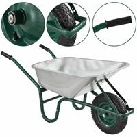 Juskys Schubkarre Garden | 100 Liter Volumen | 210 kg | Luftreifen mit Metall Felge | Wanne verzinkt | Garten Karre Schiebkarre Transportkarre