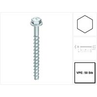 HECO SCHRAUBEN HECO MULTI MONTI plus SS Schraubanker 7,5 x 70 mm 50 Stück ( 48395 ) Betonschraube, Sechskantkopf, verzinkt blau, A2K
