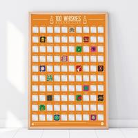 100 Whiskies Scratch Off Bucket List Poster