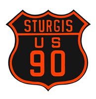 Fiftiesstore Sturgis US 90 Blikken Bord Met tekst In Relief 39,5 x 40 cm