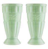 Coca-Cola jadeiet Glazen Malt / Milkshake Beker 0,5 Liter, Set van 2, Groen