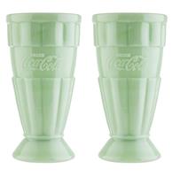 Coca-Cola jadeiet Glazen Malt / Milkshake Beker 0,5 Liter, Set van 2, Groen