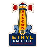 Beacon Light House Ethyl Gasoline Zwaar Metalen Bord 57 x 36 cm