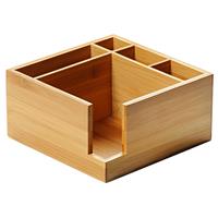 Decopatent Servettenhouder & Bestekhouder in 1 - FSC Bamboe hout - Houder voor Servetten en bestek - Serverhouder - Afm 18 x 18 x 9 Cm