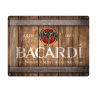 Tinnen Bord 30 x 40 Bacardi - Wood Barrel Logo