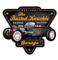 Fiftiesstore The Busted Knuckle Garage No scar No story Zwaar Metalen Bord