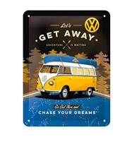 Fiftiesstore Tinnen Bord 15 x 20 VW Bulli - Let's Get Away Night