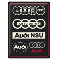 Fiftiesstore Metalen Bord 30 x 40 'Audi - Logo Evolution'
