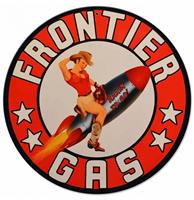 Frontier Gas Rocket Girl Zwaar Metalen Bord - 36 cm ø