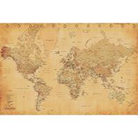 Pyramid World Map Vintage Style Poster 91,5x61cm